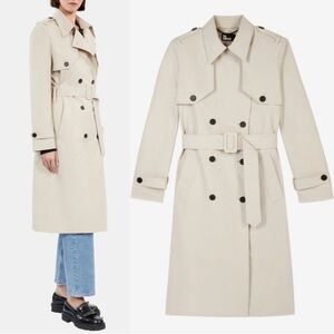THE KOOPLES French Luxury Brand Double Breasted Trench Coat NWT Neutral Beige